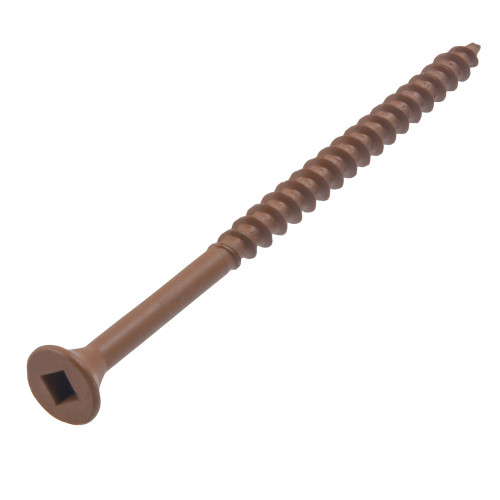 Hillman 48271 8 X 1-1/2" Flat Head Square Drive Deck Screws – Brown Ceramic Coated, 500-Pack, For Pressure Treated Wood