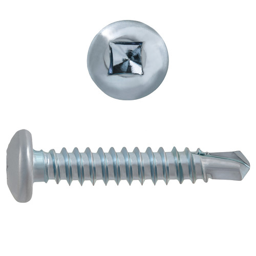 6 Pack #6 X 20 TPI Self-Drilling Screws – 410 Stainless Steel, Square Drive, Pan Head (Choose Your Length!)