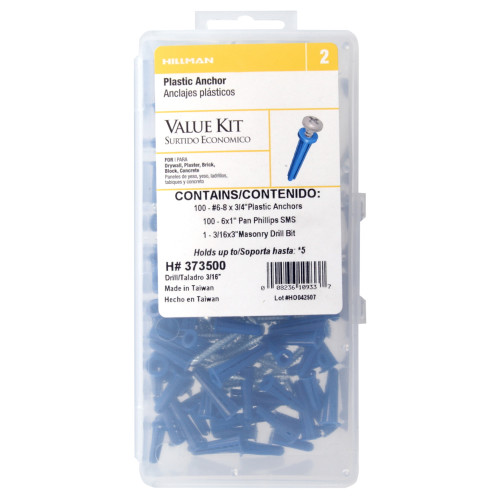 200 Pcs Conical Concrete Wall Anchors and Screws for Drywall, 10# Blue