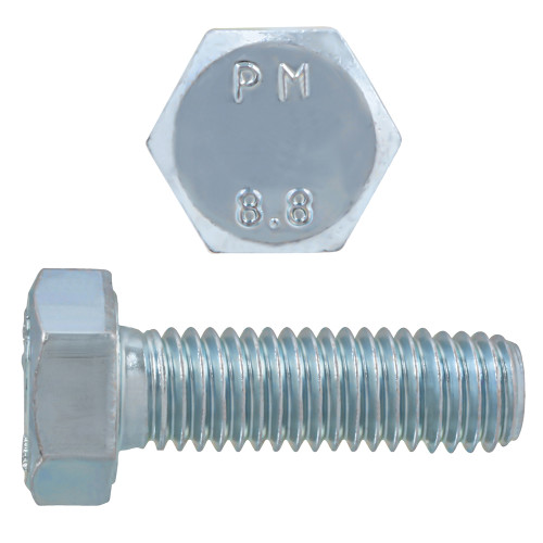 M6-1.00 x 20mm Metric Hex Head Cap Screws Class 8.8 Coarse Zinc DIN933 ...