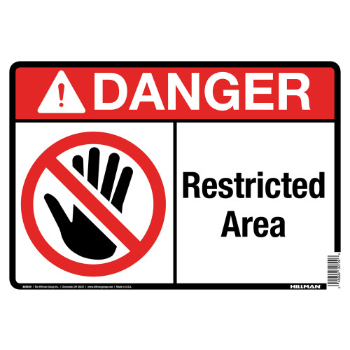 Hillman Danger Restricted Area Sign with Symbol (10" x 14")